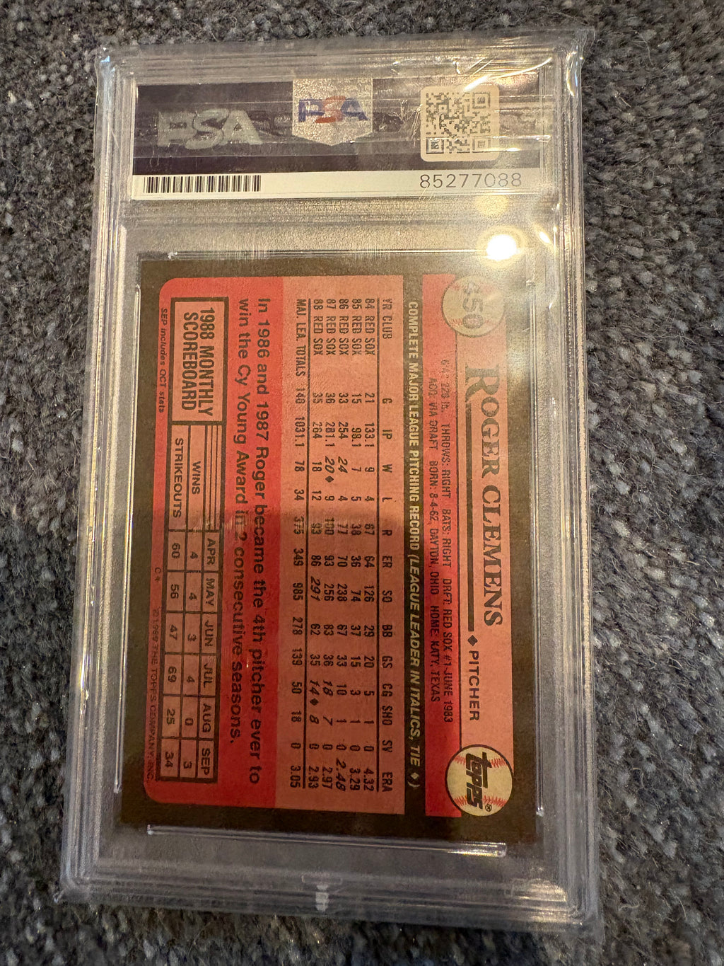 1989 tops #450 Roger Clemens Boston Red Sox autographed PSA certified auto Gem mint