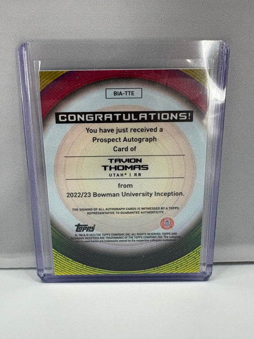 2023 Topps Inception Collegiate Football – Inception Autographs – Tavion Thomas (Utah Utes)